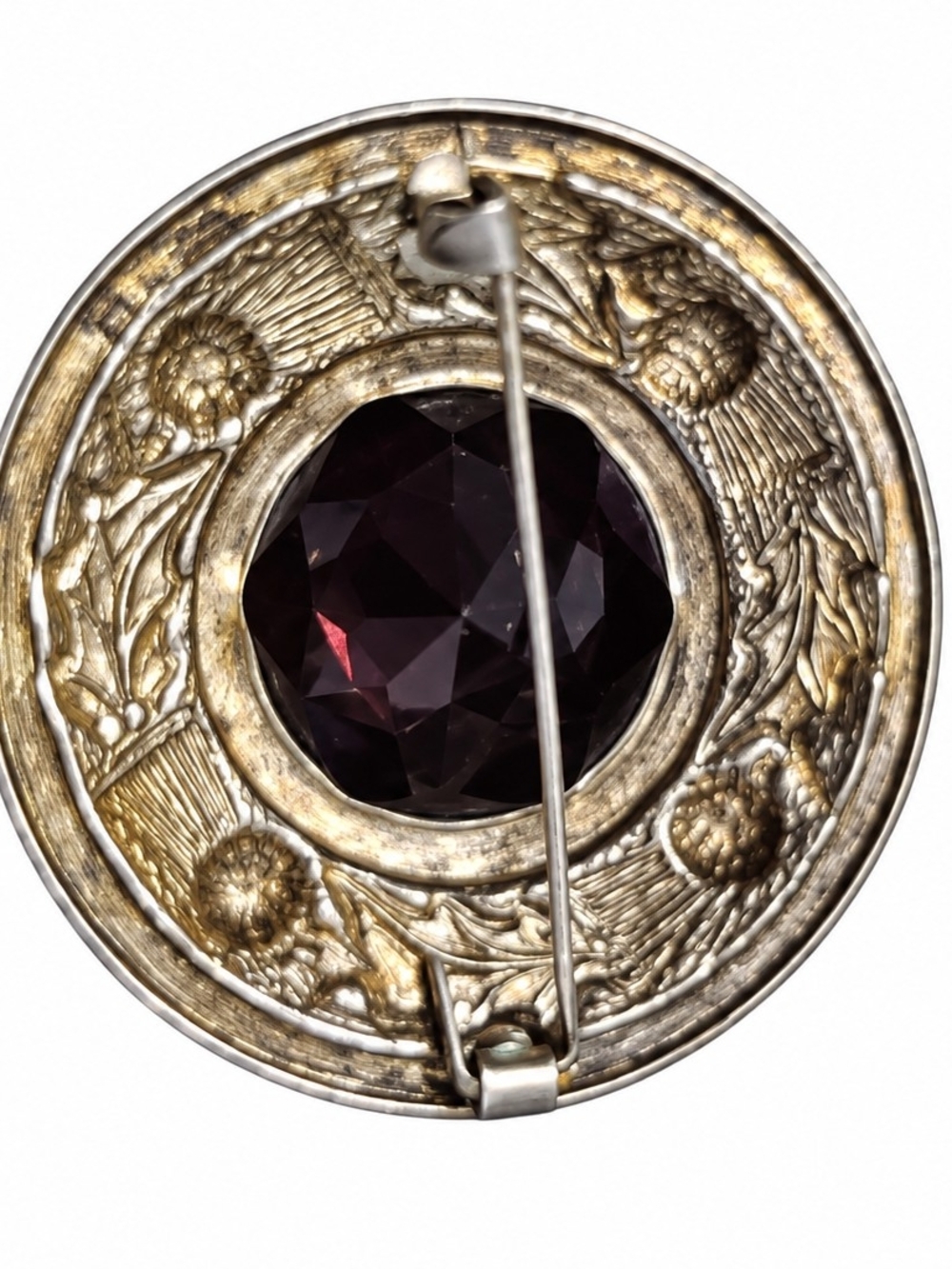 Scottish Thistle Brooch with Purple Glass - Picture 3 of 4